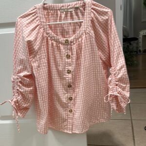 Sunny Leigh Coral Checkered Blouse
